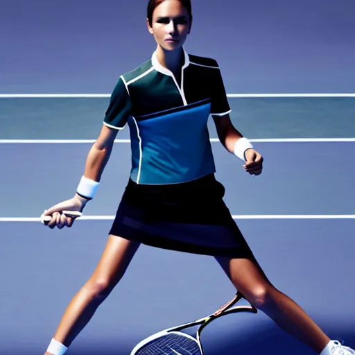 Image similar to a tennis outfit from the future, designed by Hugo Boss and Karl Lagerfeld