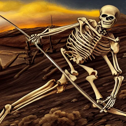 Image similar to a detailed portrait of a skeleton riding a missile, art illustration, incredibly highly detailed and realistic, 8 k, sharp focus