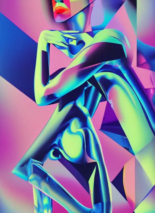 Image similar to futuristic lasers tracing, colorsmoke, fullbodysuit, zima blue warrior, raindrops, wet, oiled, beautiful cyborg, by steven meisel, kaws, rolf armstrong, cubist perfect geometry abstract acrylic, octane hyperrealism photorealistic airbrush collage painting, monochrome, neon fluorescent colors, minimalist rule of thirds, eighties eros