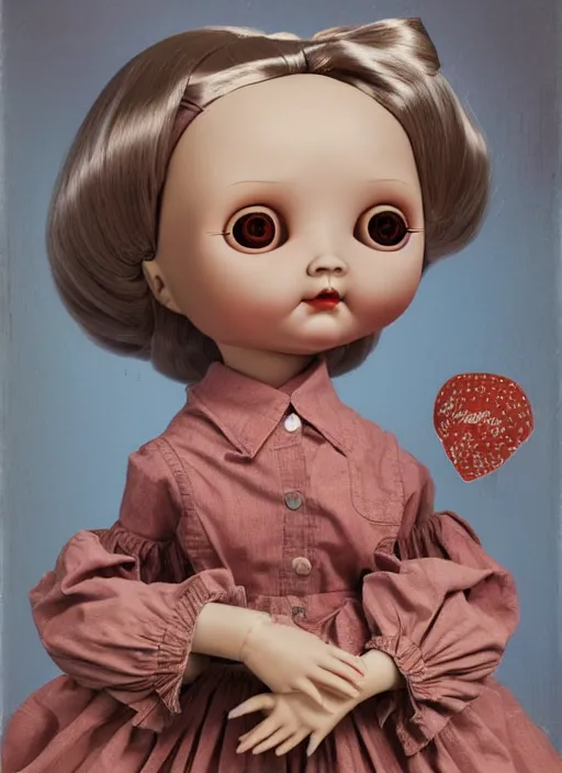 Image similar to highly detailed wide - angle portrait of a retro doll with low poly hands hands, nicoletta ceccoli, mark ryden, lostfish, earl nore, hyung tae, frank frazetta, global illumination, detailed and intricate environment