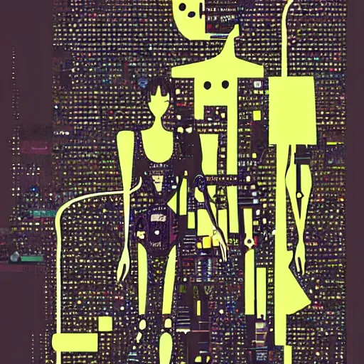 Image similar to ayatori cyberpunk, string figure, robot, lovers, vogue illustration by stina persson