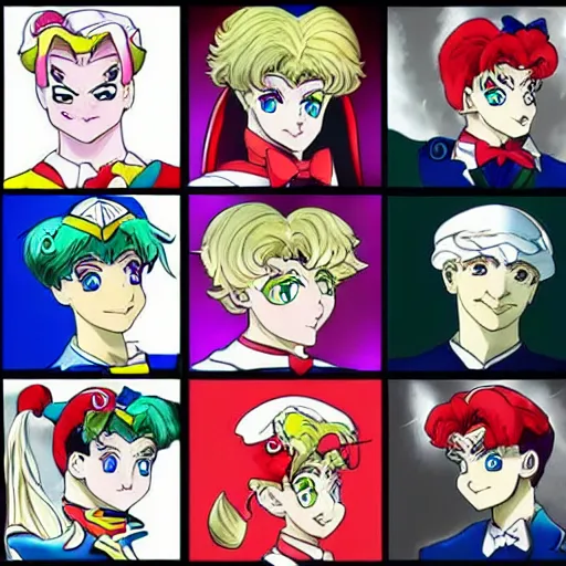 Image similar to lukashenko in style of sailor moon, anime, perfect faces, fine details