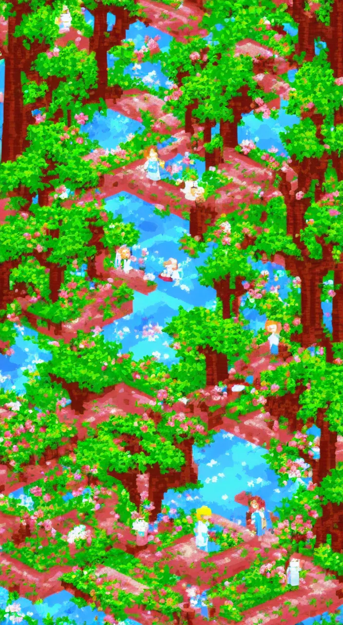 Prompt: a dreamy day in the park pixelart style