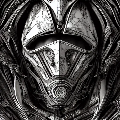 Image similar to trigun, highly detailed, symmetrical long head, smooth marble surfaces, detailed ink illustration, raiden metal gear, cinematic smooth stone, deep aesthetic, concept art, post process, 4k, carved marble texture and silk cloth, latex skin, highly ornate intricate details, in the style of hr giger