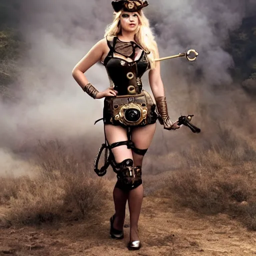 Prompt: photo of kate upton as a steampunk amazon warrior