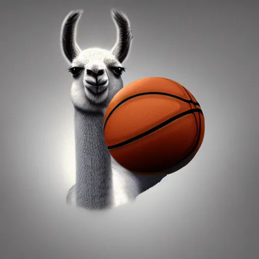 Image similar to a llama dunking a basketball, 4 k, digital art, high resolution, trending on artstation