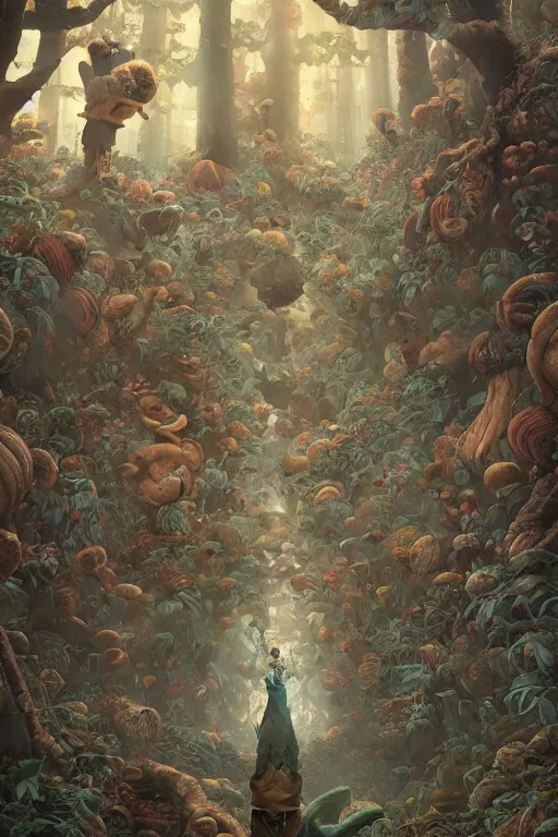 Image similar to round antropomorphic acorn forest adventure movie, cerebri movie poster, by james jean, greg rutkowski, anato finnstark. pixar. hyper detailed, 5 0 mm, award winning photography