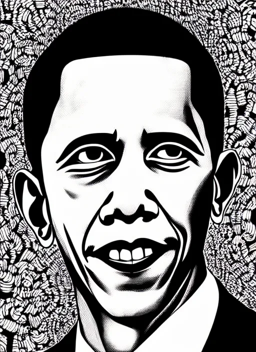 Image similar to junji ito style portrait of barack obama, intricate, highly detailed, illustration, art by junji ito, junji ito