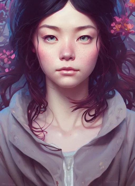 Image similar to highly detailed portrait of calliope mori, stephen bliss, unreal engine, greg rutkowski, loish, rhads, ferdinand knab, makoto shinkai and lois van baarle, ilya kuvshinov, rossdraws, tom bagshaw, alphonse mucha, global illumination, radiant light, detailed and intricate environment