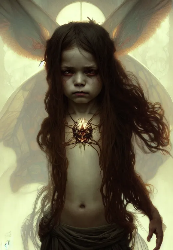 Prompt: child possessed by a demon, excorcist, fantasy magic, dark light night, intricate, elegant, sharp focus, illustration, highly detailed, digital painting, concept art, matte, art by wlop and artgerm and greg rutkowski and alphonse mucha, masterpiece