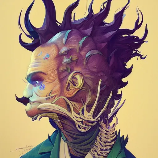 Image similar to humandesign mohawk projector portrait by gaston bussierre and charles vess and james jean and erik jones and rhads, inspired by rick and morty, epic, funny, huge scale, beautiful fine face features, intricate high details, sharp, ultradetailed