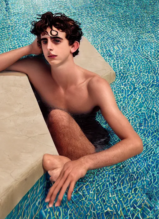 Prompt: a full head photoshot, detailed photograph of timothee chalamet relaxing by a pool, elegant, photorealism ultradetailed digital art, irina french, heraldo ortega, mandy jurgens, golden ratio, art canvas, award winning, masterpiece trending on artstation 8 k 1 5 0 mpx, hasselblade wide shot