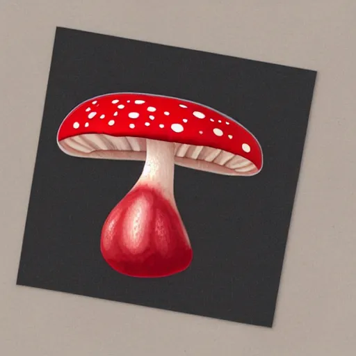 Image similar to a red and black monster with a really long tongue, glowing mushrooms