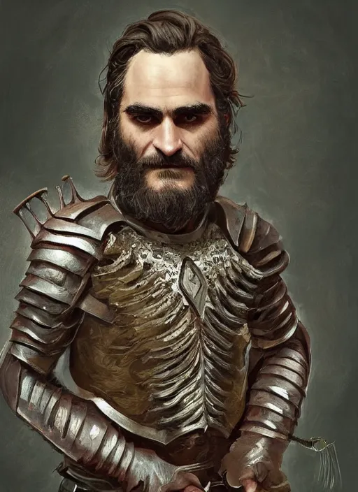 Prompt: joaquin phoenix with an armor made of animals, cow horns, pig nose, sheep wool, chicken feather armor, majestic, by anna podedworna, by miklos ligeti, by diego maricato, by taran fiddler, by antonino truisi, by chris reddie, by jinsung lim, trending on artstation