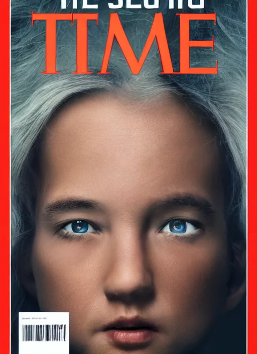 Image similar to TIME magazine cover, the coming AI singularity, by Marc Seguin, 4k