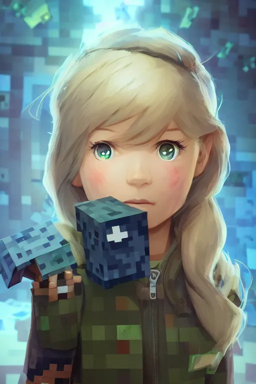 Image similar to steve from minecraft, full face, anime, fantastic details, pixiv, hyperdetailed unreal engine, stanley artgerm lau, wlop, rossdraws, james jean marc, simonetti ruan jia and mandy jurgens and artgerm and sakimichan, yuru camp, moe, illustration, digital art, concept art, manga cover