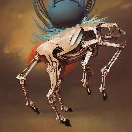 Image similar to carnivorous cyborg horse, by c. leyendecker, degas, simon stalenhag, studio ghibli, barlowe, audobon and beksinski