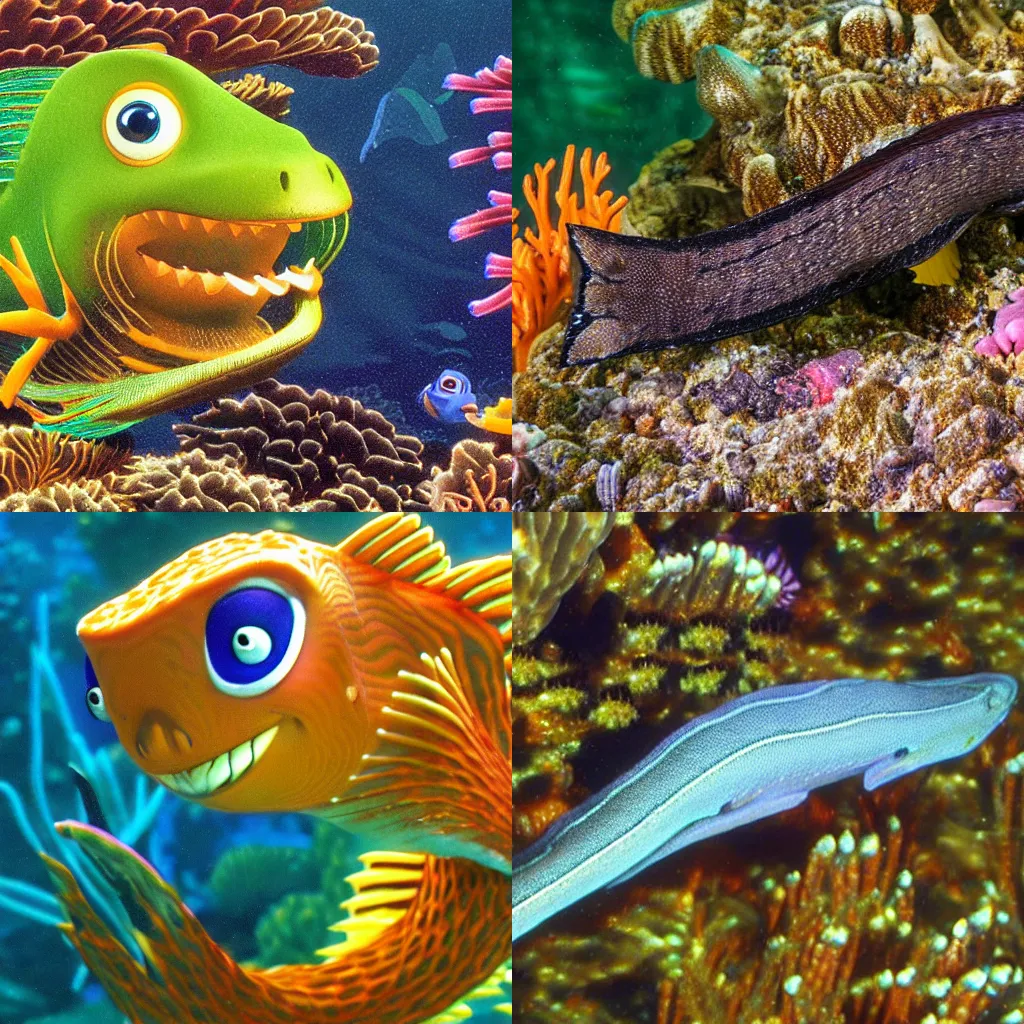 Prompt: eel in the style of finding nemo