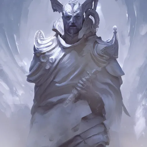 Image similar to a giant white chess bishop statue, battlefield background, bright art masterpiece artstation. 8 k, sharp high quality artwork in style of jose daniel cabrera pena and greg rutkowski, concept art by tooth wu, hearthstone card game artwork, chess piece