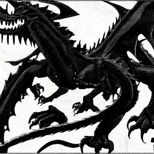 Prompt: foreground black dragon