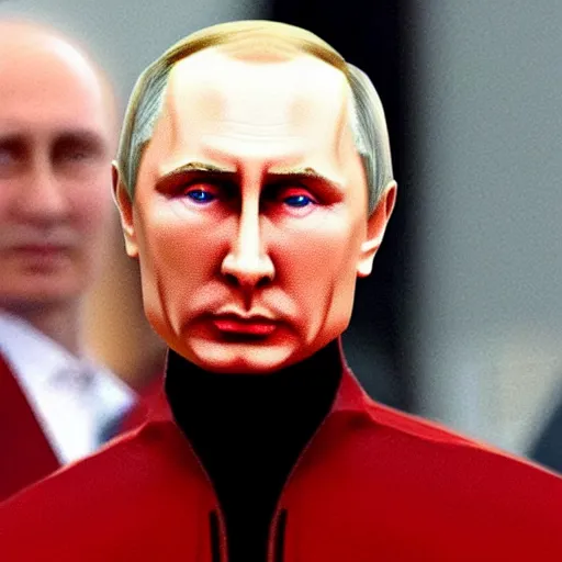 Image similar to a person looking like vladimir putin in minecraft video game