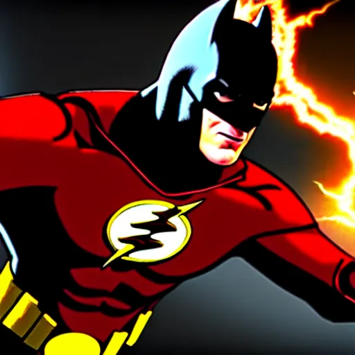 Prompt: ultra detailed fight between batman and the flash, unreal engine, extremely detailed, epic, dark