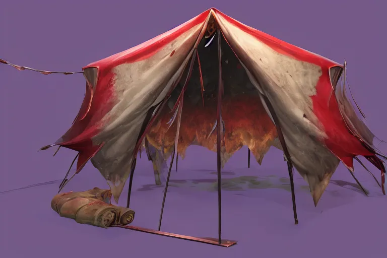 Image similar to 3d sculpt of a tattered circus tent, artstaton, League of Legends, red dead redemption2, overwatch, digital illustration