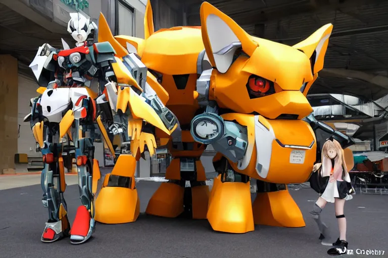 Image similar to giant mecha anime corgi