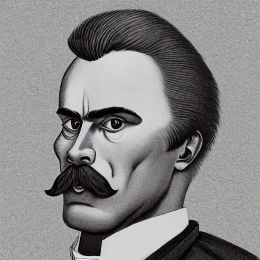 Prompt: the ultimate gigachad, incredibly muscular Friedrich Nietzsche, Friedrich Nietzsche with chiseled jawline, Character Illustration, Comic Art, trending on artstation