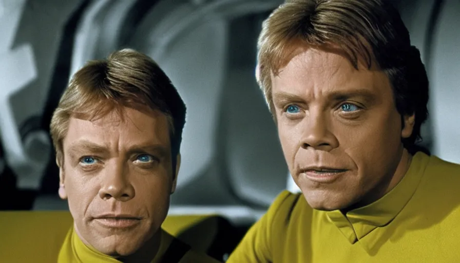 Image similar to a still of mark hamill as captain kirk in star trek