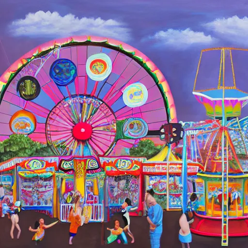 Image similar to painting of a funfair, by rik oostenbroek, james jean, amy sol