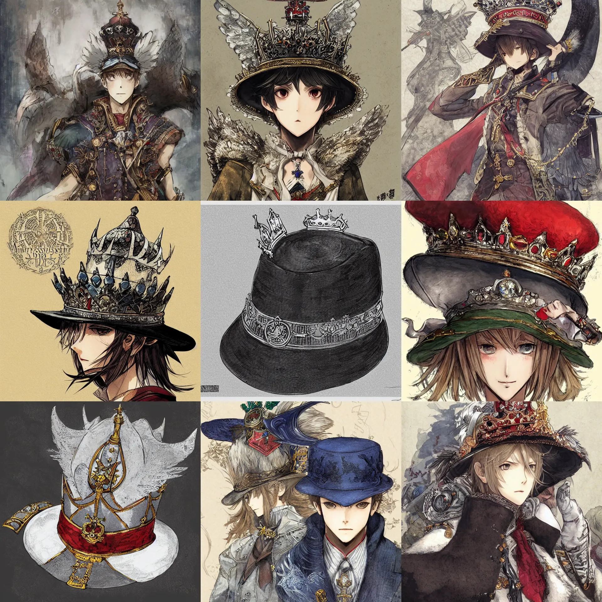 Image similar to the official hat of the mysterious east, the crown is very high, and two hat wings are extended on both sides of the hat hd artwork by akihiko yoshida