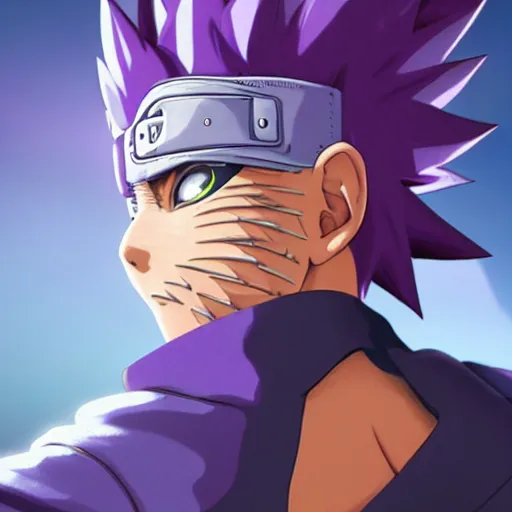 prompthunt: close up of a naruto in smooth purple ninja uniform, blue  spiked hair, muscular, intense, dramatic pose body of an ultrafine  hyperdetailed illustration by kim jung gi, irakli nadar, intricate linework,
