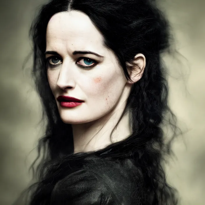 Prompt: a portrait of eva green yennefer from the witcher by paul barson and annie leibovitz, photorealistic, f 1. 8, soft lightning, high detail, 8 k