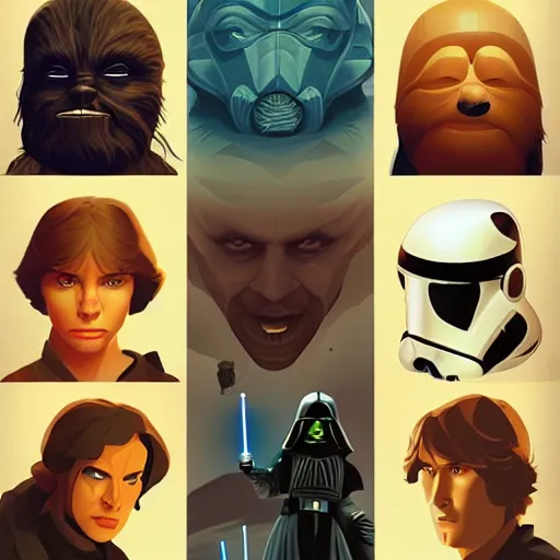 Image similar to face icon stylized minimalist star wars : episode v - the empire strikes back 1 9 8 0, loftis, cory behance hd by jesper ejsing, by rhads, makoto shinkai and lois van baarle, ilya kuvshinov, rossdraws global illumination