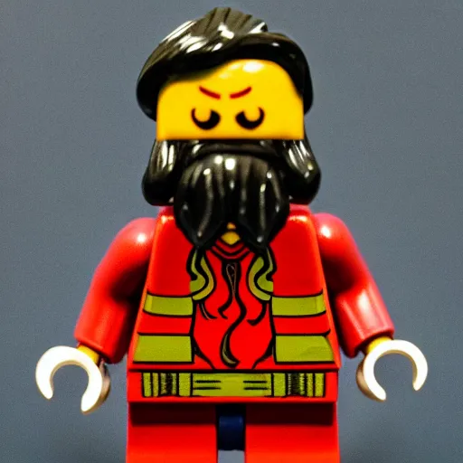 Prompt: George Fisher from cannibal corpse lego mini figure, macro photography, detailed, 8k