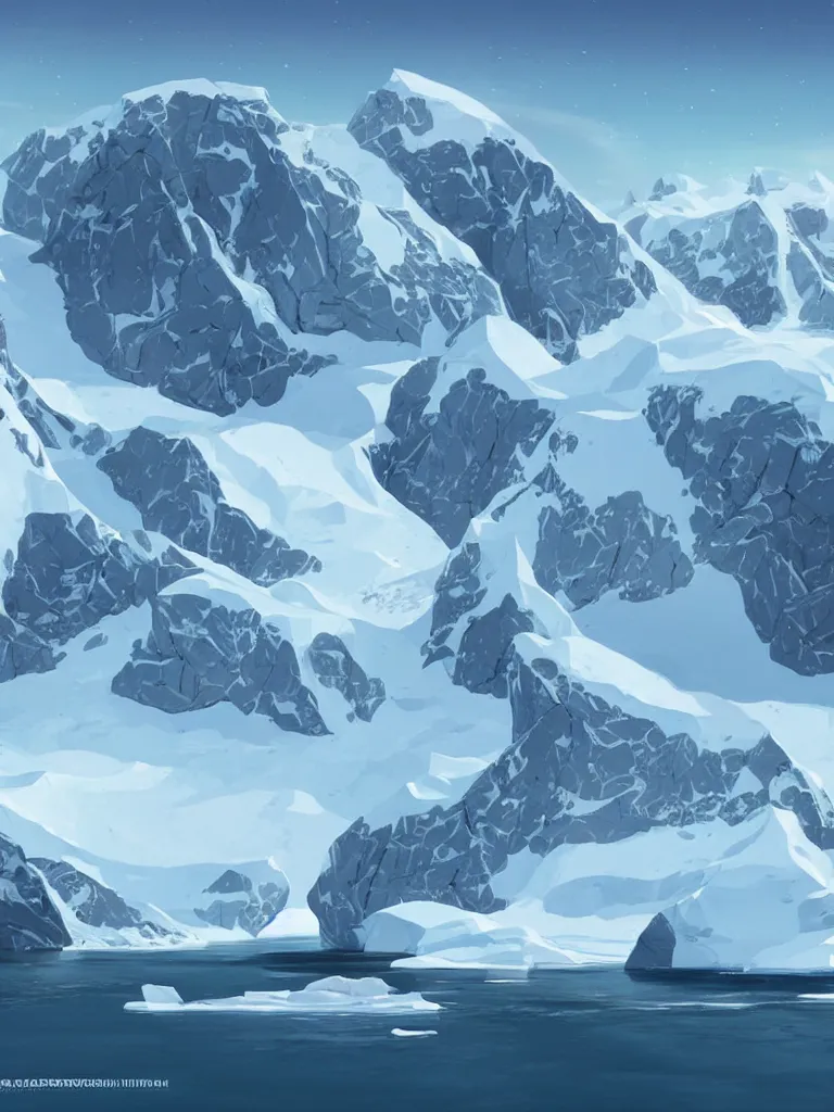 Prompt: antarctica by disney concept artists, blunt borders, rule of thirds