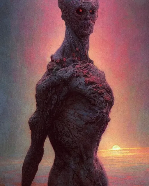 Prompt: the creature at the end of the universe, painted by zdzislaw beksinski and artgerm and greg rutkowski and alphonse mucha