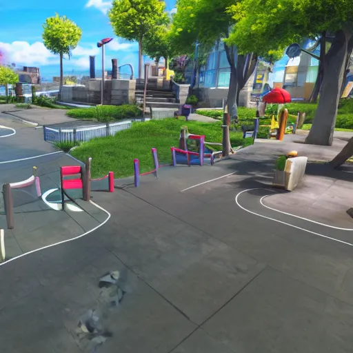 Image similar to cute anime playground unreal engine rendering 4k next-gen