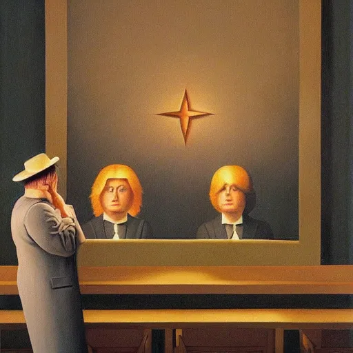 Image similar to A ritual, by Raphael Hopper, and Rene Magritte. Steven Rhodes, Extremely Highly detailed, Occult, funny, humorous, humor, hilarious, funny, entertaining, magical, trending on artstationHQ