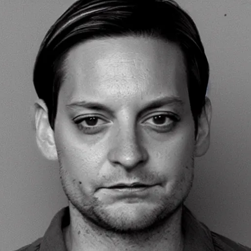 Prompt: Tobey Maguire mugshot