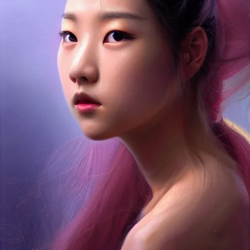 Image similar to a painting of jisoo of blackpink in the style of donato giancola, and in the style of charlie bowater, and in the style of jules ferdinand jacquemart, symmetry, smooth, sharp focus, semi - realism, photo realistic, dynamic lighting, artstation, poster, volumetric lighting, very detailed face, intricate complexity, 8 k, award winning