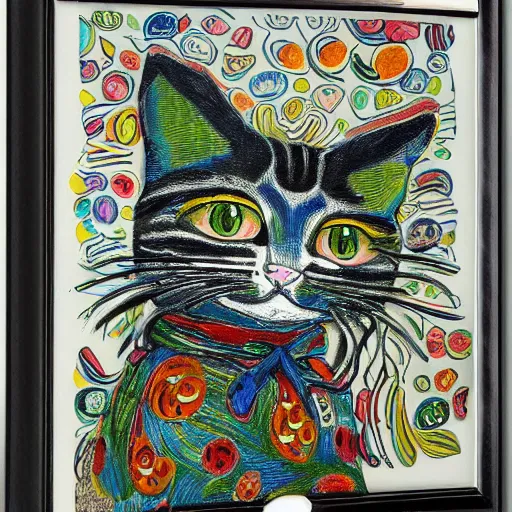 Image similar to trash can cat by louis wain