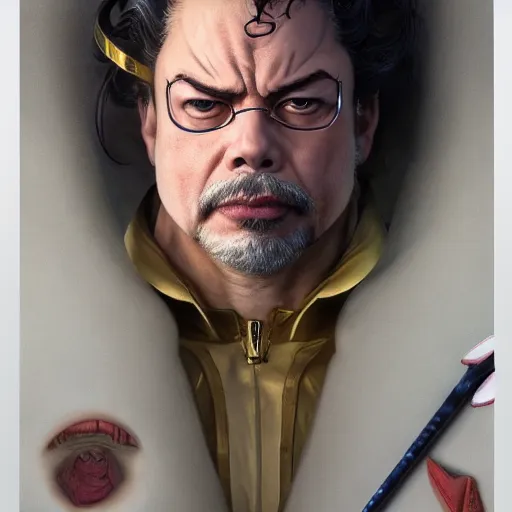 Image similar to curtis armstrong as e. honda from street fighter, ultra realistic, concept art, intricate details, eerie, highly detailed, photorealistic, octane render, 8 k, unreal engine. art by artgerm and greg rutkowski and magali villeneuve and alphonse mucha