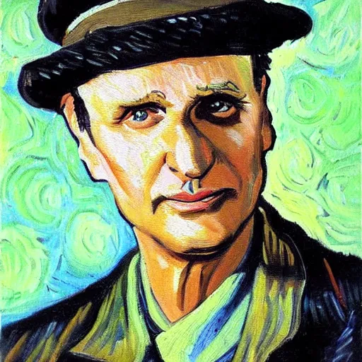 Image similar to a painting of alan alda from mash, trending on artstation, impressionist style, van gogh