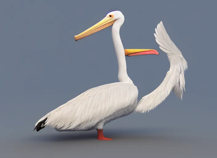 Image similar to 3d model of pelican, 8k, detailed, realistic