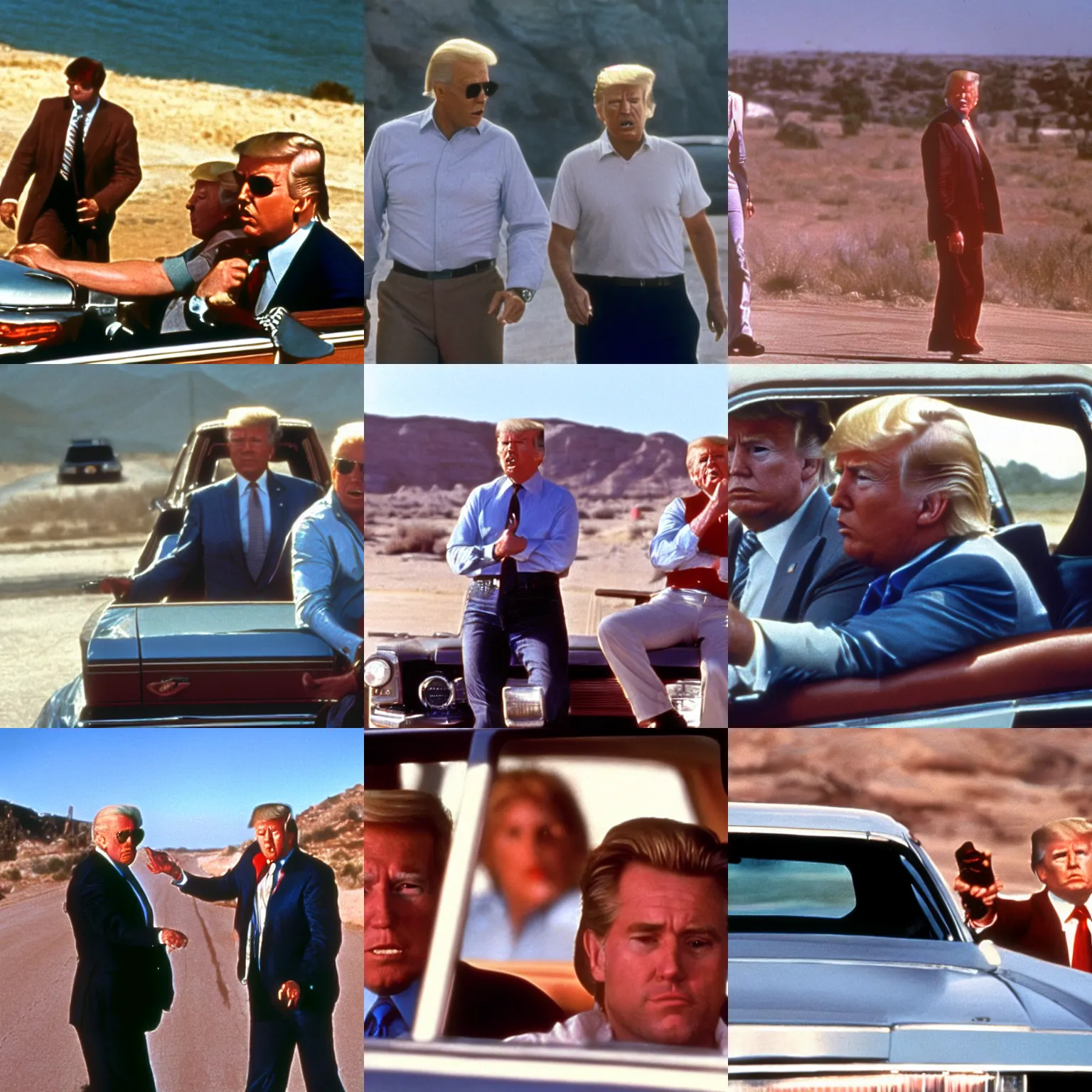 Prompt: joe biden and donald trump in thelma & louise, film still, high quality