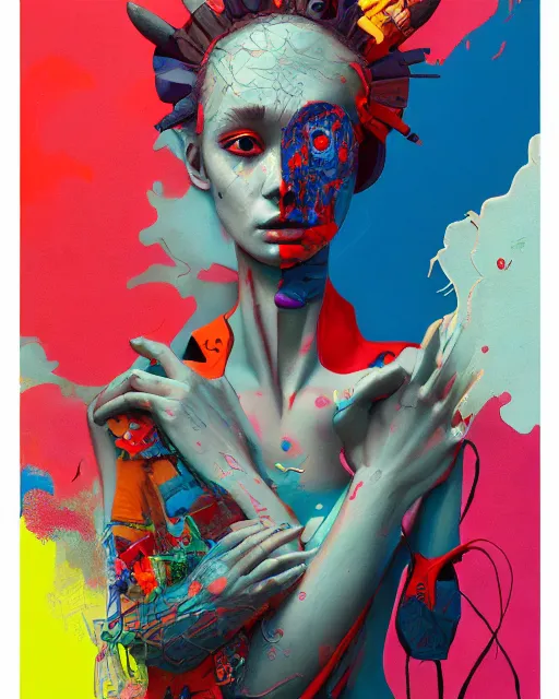 Prompt: mixed media, a brutalist designed, vivid colours, cryptic, mystical, pop surrealism by james jean, roby dwi antono, ross tran, steven kenny, paul neberra, ashley wood, atmospheric, trending on artstation. 8 k masterpiece.