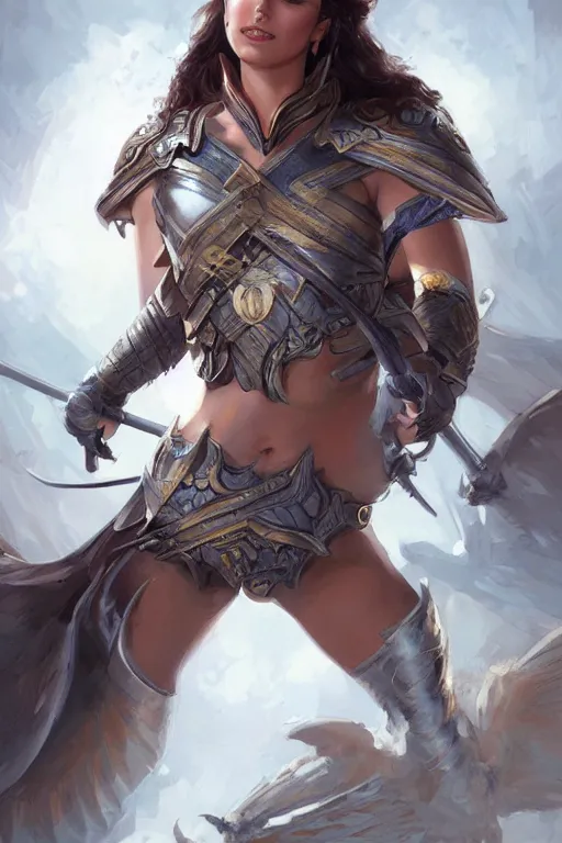 Image similar to amazon valkyrie athena, d & d, fantasy, portrait, highly detailed, headshot, digital painting, trending on artstation, concept art, sharp focus, illustration, art by artgerm and greg rutkowski and magali villeneuve