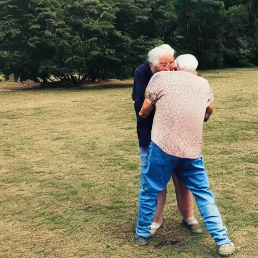 Image similar to an old man hugging earth